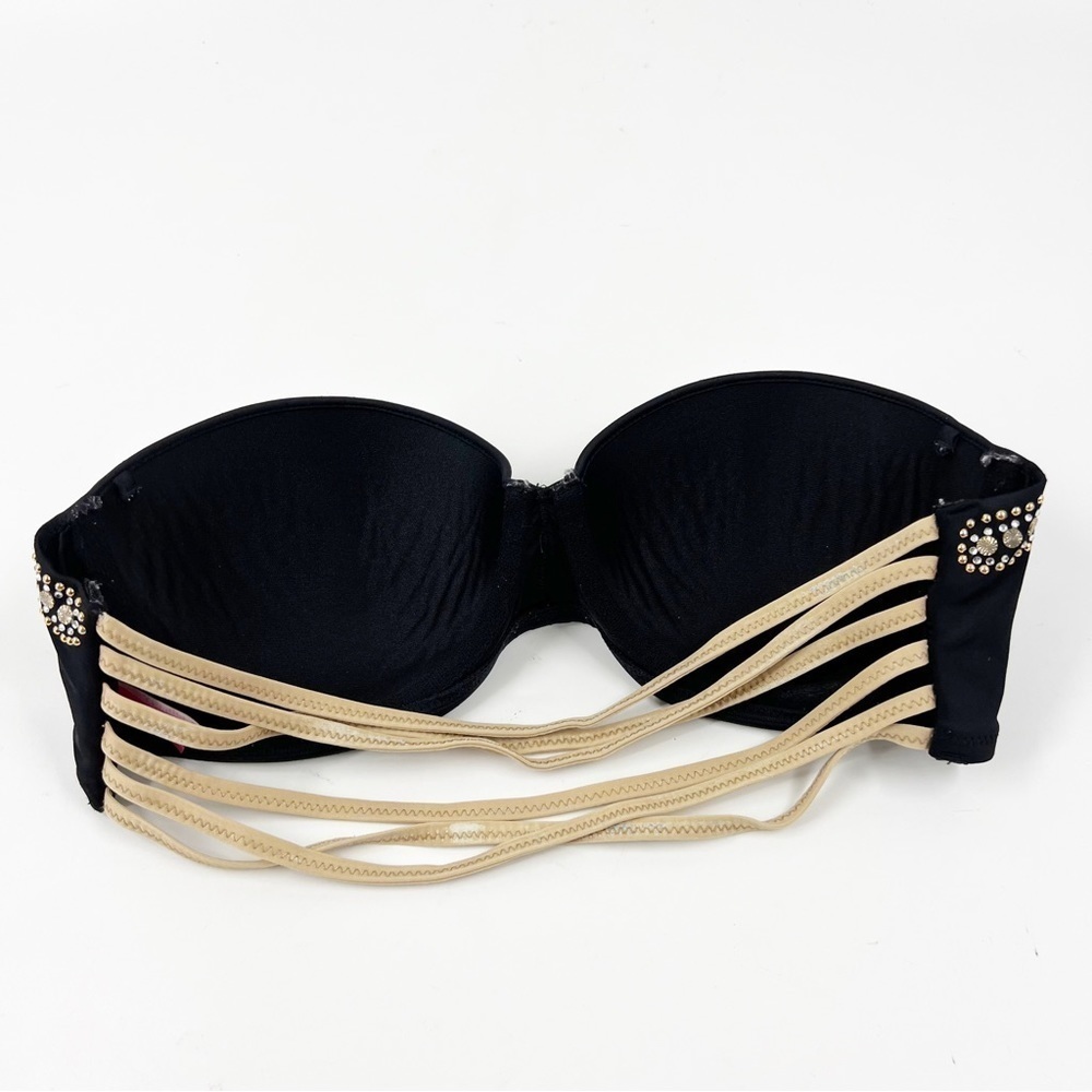 ✅ VINTAGE Victoria's Secret Bikini Top 34C Flirt Bandeau Strapless Black‎ - Picture 3 of 8